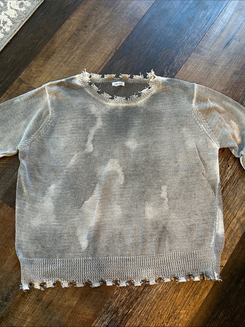 Distressed Crewneck Sweater - Grey